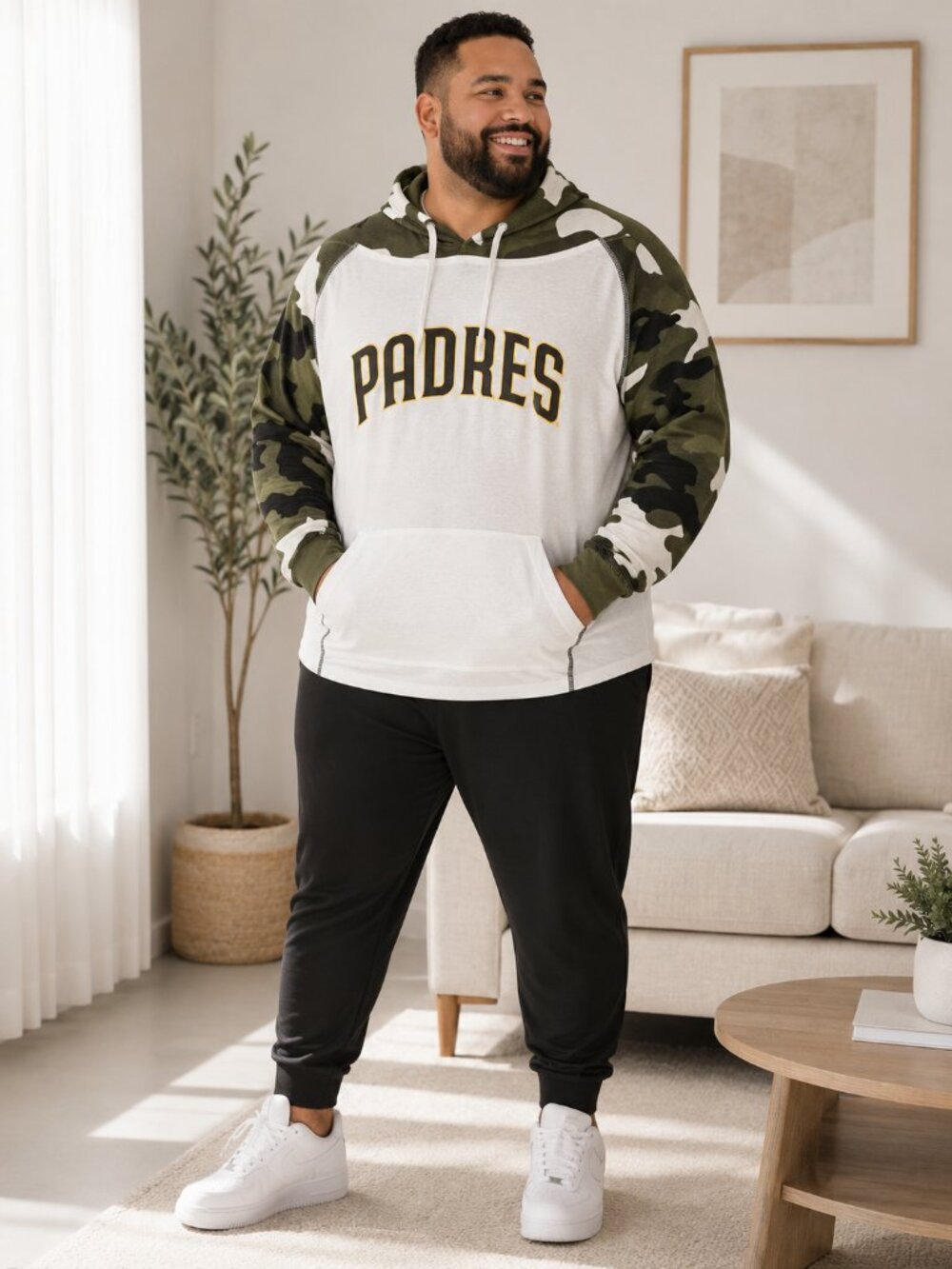 Fanatics San Diego Padres Camo Hooded Pullover Shirt NWT 5XLT 100% Cotton